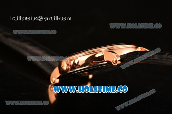 Patek Philippe Calatrava Miyota Quartz Rose Gold Case with Black Dial and Diamonds Markers - Click Image to Close